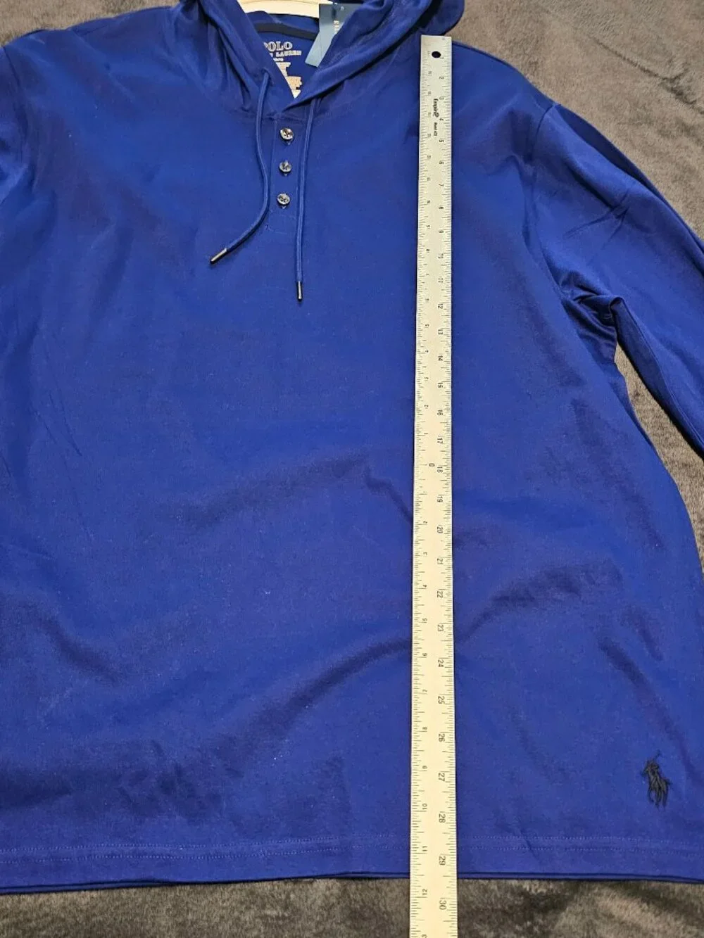 **NWT** Men’s Polo Ralph Lauren Blue Long Sleeve Hooded Shirt, Large